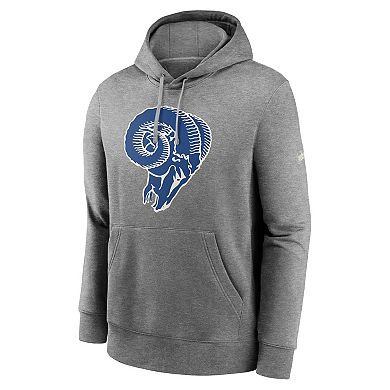 Men's Nike Heathered Gray Los Angeles Rams Rewind Club Fleece Pullover Hoodie