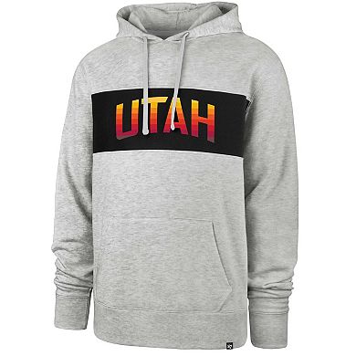 Men's '47 Gray Utah Jazz 2021/22 City Edition Wordmark Chest Pass Pullover Hoodie