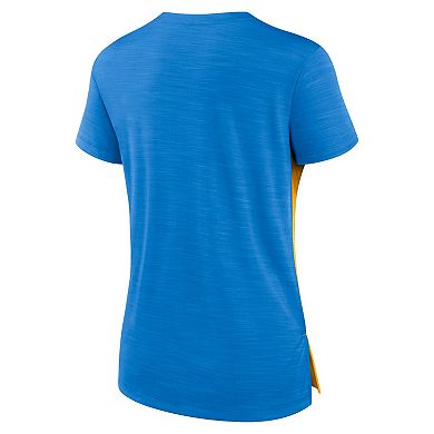 Women's Nike Gold/Powder Blue Los Angeles Chargers Impact Exceed Performance Notch Neck T-Shirt