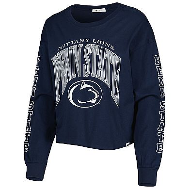 Women's '47 Navy Penn State Nittany Lions Parkway II Cropped Long Sleeve T-Shirt