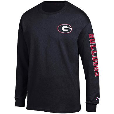 Men's Champion Black Georgia Bulldogs Team Stack Long Sleeve T-Shirt