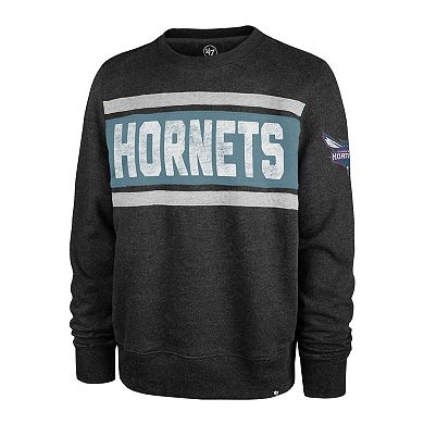Men's '47 Heather Black Charlotte Hornets Tribeca Emerson Pullover Sweatshirt