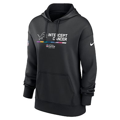 Women's Nike Black Detroit Lions 2022 NFL Crucial Catch Therma Performance Pullover Hoodie