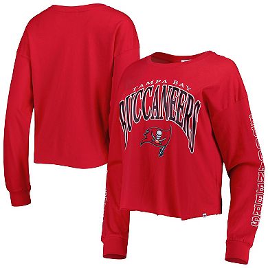Women's '47 Red Tampa Bay Buccaneers Skyler Parkway Cropped Long Sleeve T-Shirt