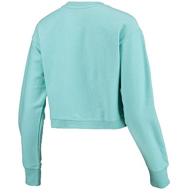 Women's League Collegiate Wear Light Blue Notre Dame Fighting Irish Corded Timber Crop Pullover Sweatshirt