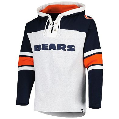 Men's '47 Chicago Bears Heather Gray Gridiron Lace-Up Pullover Hoodie