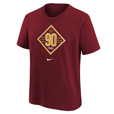 Youth Nike Burgundy Washington Commanders 90th Anniversary Logo T-Shirt