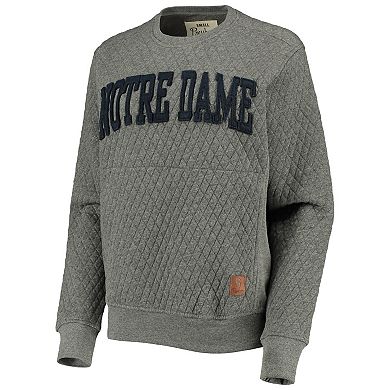 Women's Pressbox Heather Charcoal Notre Dame Fighting Irish Moose Quilted Pullover Sweatshirt