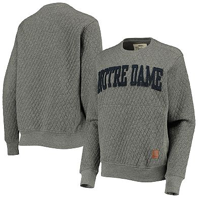 Women's Pressbox Heather Charcoal Notre Dame Fighting Irish Moose Quilted Pullover Sweatshirt