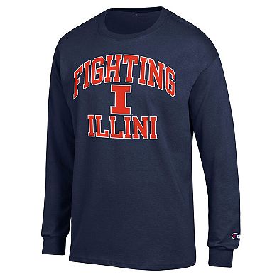 Men's Champion Navy Illinois Fighting Illini High Motor Long Sleeve T-Shirt