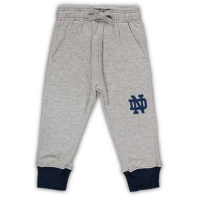 Infant Wes & Willy Heathered Gray/Navy Notre Dame Fighting Irish Jie Jie Long Sleeve Bodysuit & Pants Set