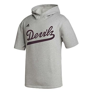 Men's adidas Heather Gray Arizona State Sun Devils Modern Classics Baseball Icon Tri-Blend Short Sleeve Pullover Hoodie