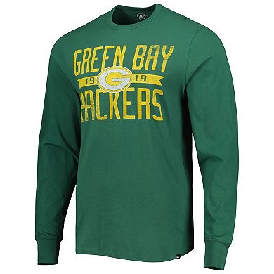 Men's '47 Green Green Bay Packers Brand Wide Out Franklin Long Sleeve T-Shirt