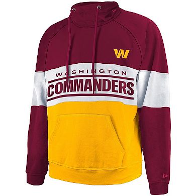 Men's New Era Burgundy/Gold Washington Commanders Big & Tall Current Team Colorblock Fleece Raglan Pullover Hoodie