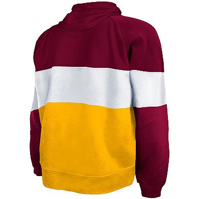 Men's New Era Burgundy/Gold Washington Commanders Big & Tall Current Team Colorblock Fleece Raglan Pullover Hoodie