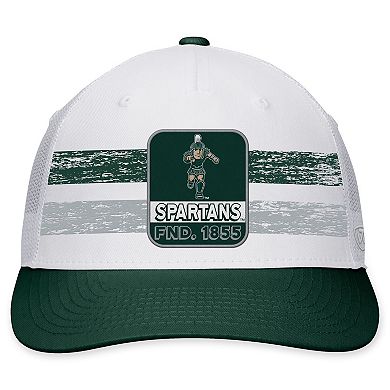 Men's Top of the World White/Green Michigan State Spartans Retro Fade Snapback Hat