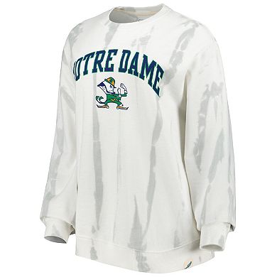 Men's League Collegiate Wear White/Silver Notre Dame Fighting Irish Classic Arch Dye Terry Pullover Sweatshirt