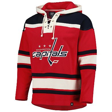 Men's '47 TJ Oshie Red Washington Capitals Player Lacer Pullover Hoodie