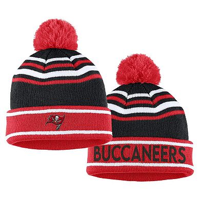 Women's WEAR by Erin Andrews Red Tampa Bay Buccaneers Colorblock Cuffed Knit Hat with Pom and Scarf Set