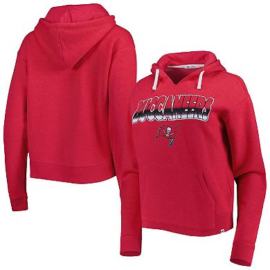 Women's '47 Red Tampa Bay Buccaneers Color Rise Kennedy Notch Neck Pullover Hoodie