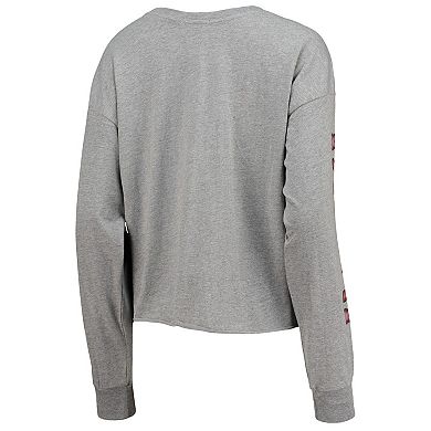 Women's '47 Heathered Gray Alabama Crimson Tide Ultra Max Parkway Long Sleeve Cropped T-Shirt