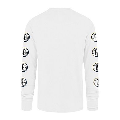 Men's '47 White Brooklyn Nets City Edition Downtown Franklin Long Sleeve T-Shirt