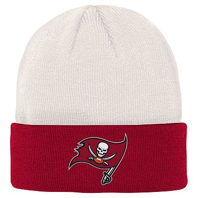 Youth Cream/Red Tampa Bay Buccaneers Bone Cuffed Knit Hat