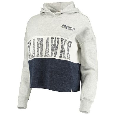 Women's '47 Heathered Gray Seattle Seahawks Lizzy Cutoff Pullover Hoodie