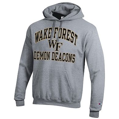 Men's Champion Heather Gray Wake Forest Demon Deacons High Motor Pullover Hoodie