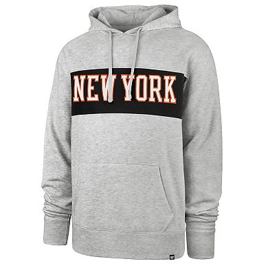 Men's '47 Gray New York Knicks 2021/22 City Edition Wordmark Chest Pass Pullover Hoodie