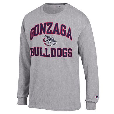 Men's Champion Heather Gray Gonzaga Bulldogs High Motor Long Sleeve T-Shirt