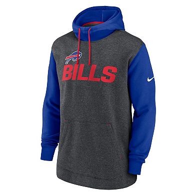 Men's Nike Heathered Charcoal/Royal Buffalo Bills Surrey Legacy Pullover Hoodie