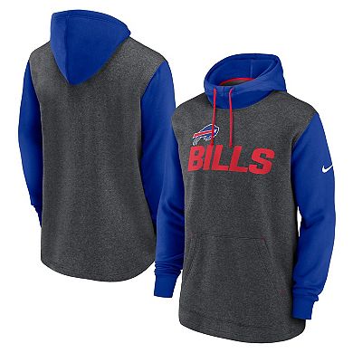 Men's Nike Heathered Charcoal/Royal Buffalo Bills Surrey Legacy Pullover Hoodie