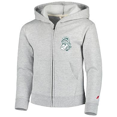 Youth League Collegiate Wear Heather Gray Michigan State Spartans Full-Zip Hoodie