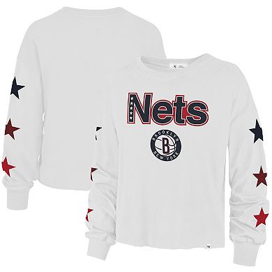 Women's '47 White Brooklyn Nets 2021/22 City Edition Call Up Parkway Long Sleeve T-Shirt