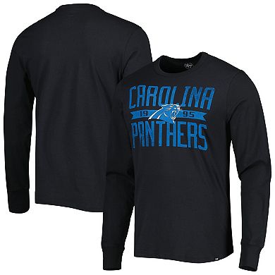 Men's '47 Black Carolina Panthers Brand Wide Out Franklin Long Sleeve T-Shirt