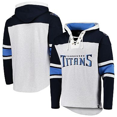 Men's '47 Tennessee Titans Heather Gray Gridiron Lace-Up Pullover Hoodie