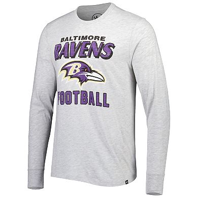 Men's '47 Heathered Gray Baltimore Ravens Dozer Franklin Long Sleeve T-Shirt
