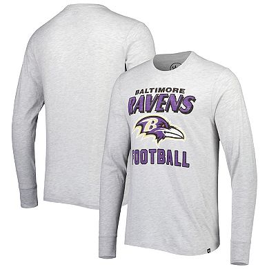 Men's '47 Heathered Gray Baltimore Ravens Dozer Franklin Long Sleeve T-Shirt
