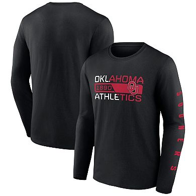 Men's Fanatics Branded Black Oklahoma Sooners Broad Jump 2-Hit Long Sleeve T-Shirt