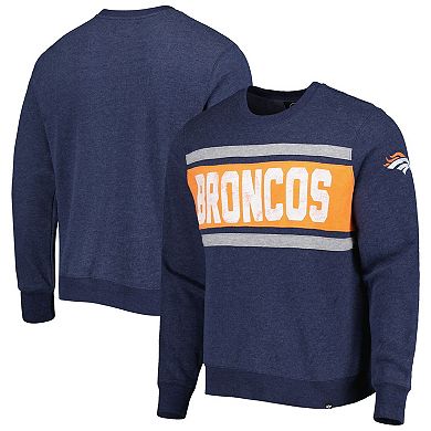 Men's '47 Heather Navy Denver Broncos Bypass Tribeca Pullover Sweatshirt