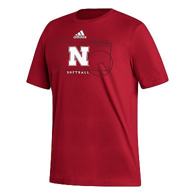 Men's adidas Scarlet Nebraska Huskers Locker Lines Softball Fresh T-Shirt