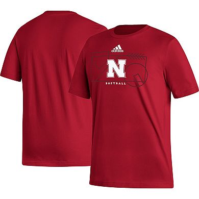 Men's adidas Scarlet Nebraska Huskers Locker Lines Softball Fresh T-Shirt