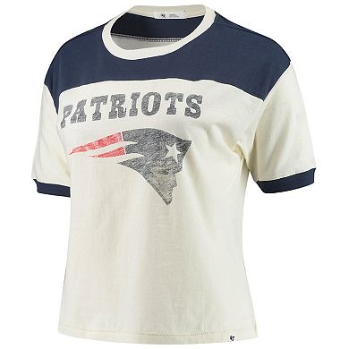 Women's '47 Cream/Navy New England Patriots Billie Cropped T-Shirt