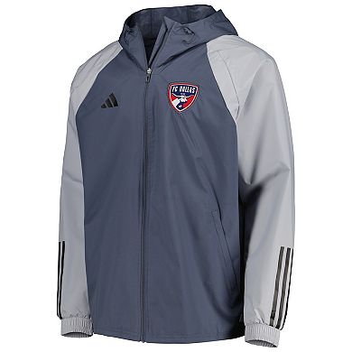 Men's adidas Charcoal FC Dallas All-Weather Raglan Hoodie Full-Zip Jacket