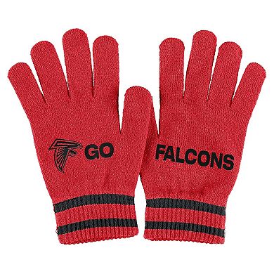 Women's WEAR by Erin Andrews Red Atlanta Falcons Double Jacquard Cuffed Knit Hat with Pom and Gloves Set