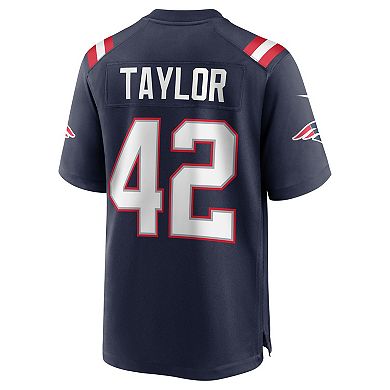 Men's Nike J.J. Taylor Navy New England Patriots Team Game Jersey