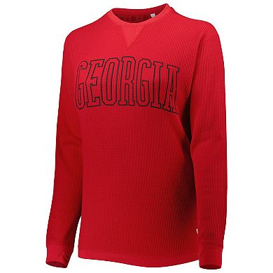 Women's Pressbox Red Georgia Bulldogs Surf Plus Size Southlawn Waffle-Knit Thermal Tri-Blend Long Sleeve T-Shirt