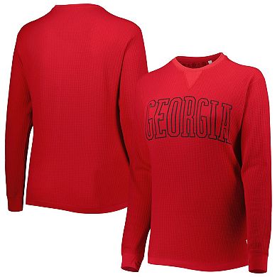 Women's Pressbox Red Georgia Bulldogs Surf Plus Size Southlawn Waffle-Knit Thermal Tri-Blend Long Sleeve T-Shirt