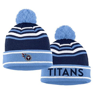 Women's WEAR by Erin Andrews Navy Tennessee Titans Colorblock Cuffed Knit Hat with Pom and Scarf Set